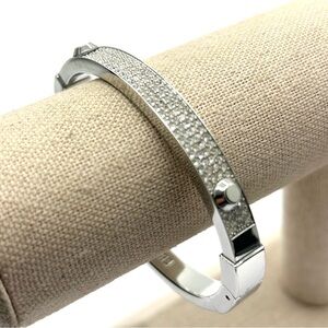 Michael Kors Brilliance Silver Pave Hinged Bangle